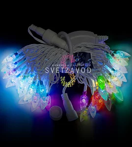 Светодиодная гирлянда Шишки, 7.5м, 50led, 220В, белый ПВХ, RGB, Rich Led