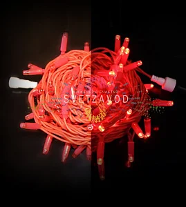 Гирлянда-нить Стринг Лайт, 24В, фиксинг, красная, 10м, красная резина, IP65, Rich Led