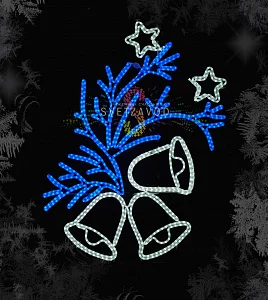 Светодиодная консоль "Колокольчики на ветке", 150х120 см, белая, синяя