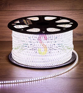 Светодиодная лента Тейп Лайт 120SMD3014, 220В, 10,6х6мм, белая, IP67, 100м, Neon-Night