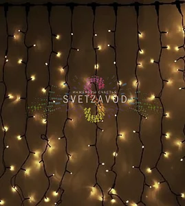 Светодиодный дождь 2х9м, теплый белый, фиксинг, черный ПВХ, 220B, IP65, Rich Led