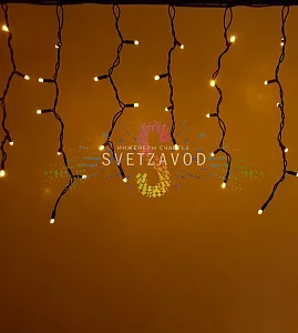 Светодиодная бахрома Айсикл, 4,8х0,6м, мерцающая, 220В, желтая, черный каучук, IP65, без блока