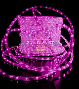Дюралайт круглый, Ø 13мм, розовый, 20м, 24В, 2W, 36 led/м, фиксинг