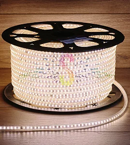 Светодиодная лента Тейп Лайт 120SMD3014, 220В, 10,6х6мм, теплая белая, IP67, 100м, Neon-Night