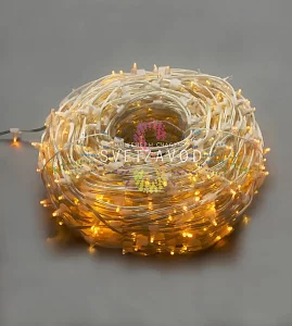 Клип Лайт 12В, мерцающий, YF, желтый, 666 LED, 100м, прозрачный ПВХ, IP64