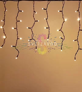 Светодиодная бахрома Айсикл, 4,8х0,6м, мерцающая, 220В, теплая белая, черный каучук, IP65, с блоком