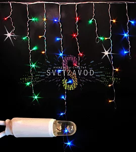 Светодиодная бахрома Айсикл, 3х0,9м, мерцающая, 220В, мульти RGBY, белый ПВХ, IP65, Rich Led