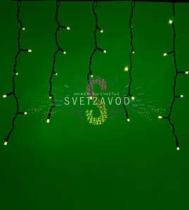 Светодиодная бахрома Айсикл, 4,8х0,6м, фиксинг, 220В, зеленая, черный каучук, IP65, с блоком