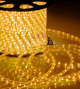 Дюралайт круглый, Ø 13мм, желтый, 50м, 220В, 2W, 36 led/м, мерцающий