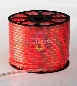 Светодиодный дюралайт, Ø 13мм, 220В, 2W, 24 led/м, фиксинг, красный, 100м, Neon-Night