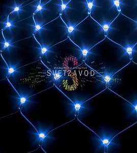 Световая сеть, 2х3м, 220В, синяя+белая, прозрачный ПВХ, IP54, с контроллером, Rich Led