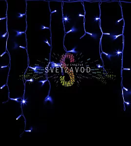 Светодиодная бахрома Айсикл, 5,6х0,9м, мерцающая, 220В, синяя, белый каучук, IP67, Neon-Night