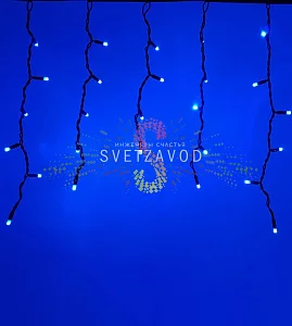 Светодиодная бахрома Айсикл, 4,8х0,6м, мерцающая, 220В, синяя, черный каучук, IP65, без блока 