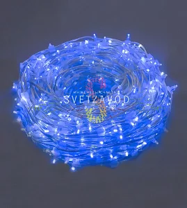 Клип Лайт 12В, фиксинг, синий, 666 LED, 100м, прозрачный ПВХ, с защитным колпачком, IP64
