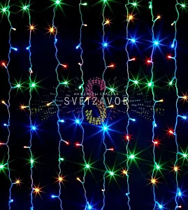 Светодиодный дождь 2х6м, мульти, RGBY, фиксинг, белый ПВХ, 220В, IP65, Rich Led