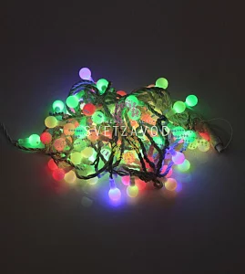 Гирлянда Шарики Ø 25мм, 15м, 220В, белый каучук, RGB, медленная смена цвета, IP65, без блока питания