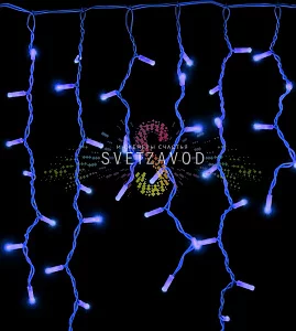Светодиодная бахрома Айсикл, 5х0,7м, мерцающая, 220В, синяя, белый ПВХ, IP65