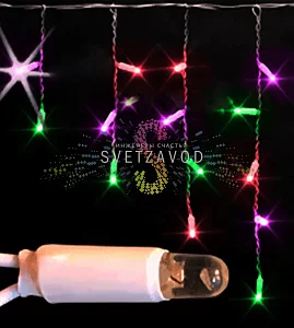 Светодиодная бахрома Айсикл, 3х0,5м, мерцающая, 220В, мульти RGP, белый каучук, IP65, Rich Led