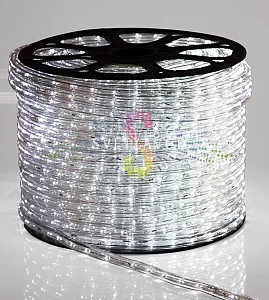 Светодиодный дюралайт, Ø 10мм, 220В, 2W, 24 led/м, фиксинг, белый, 100м, Neon-Night