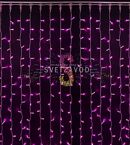 Светодиодный дождь 2х3м, розовый, фиксинг, белый ПВХ, 220B, IP65, Rich Led