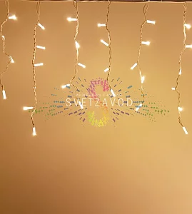 Светодиодная бахрома Айсикл, 4,8х0,6м, мерцающая, 24В, теплая белая, белый каучук, IP65, без блока