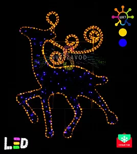 Светодиодное панно пушистое "Олень", 123х112 см, 220В, IP65 