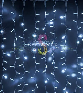 Светодиодный дождь 2х9м, белый, фиксинг, белый ПВХ, 220В, IP65