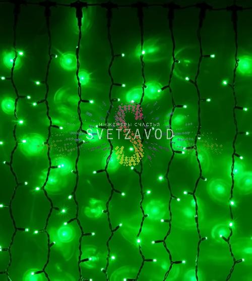 Светодиодный дождь 2х3м, зеленый, мерцающий, GF, черный ПВХ, 220В, IP65