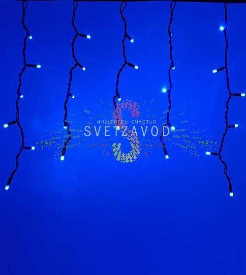 Светодиодная бахрома Айсикл, 4,8х0,6м, мерцающая, 220В, синяя, черный каучук, IP65, без блока 