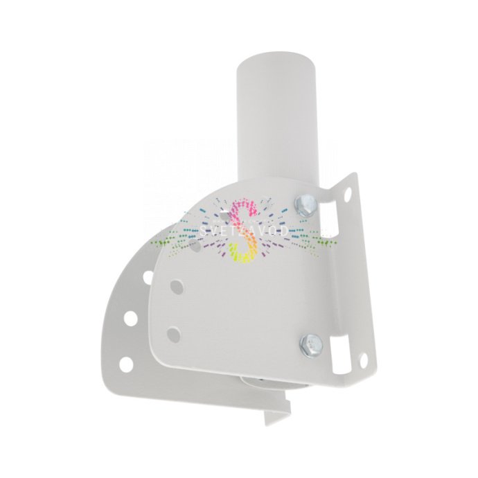 Кронштейн накладной под бандажную ленту, белый, с регулируемым углом наклона, для монтажа на опору диаметром 57-60 мм.