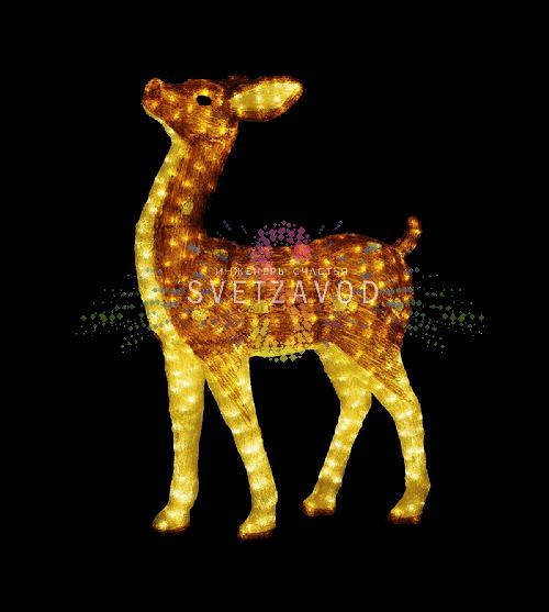 Акриловая фигура 3D Олененок благородный, коричневый, 100 см, 1800 LED, 24В, с трансформатором