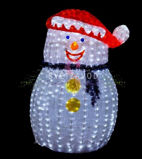 Акриловая фигура 3D Снеговик веселый, 120 см, 24В, с трансформатором
