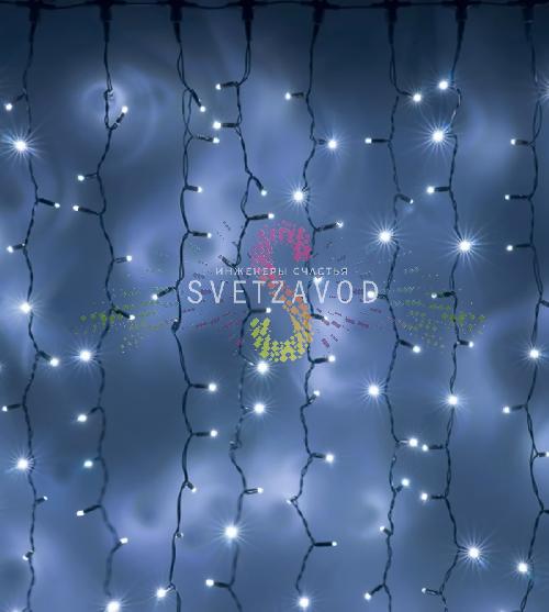 Светодиодный дождь 2х6м, белый, фиксинг, черный ПВХ, 24В, IP65 