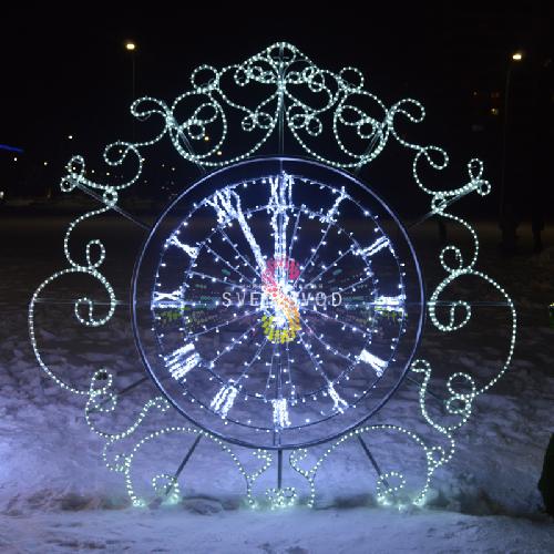 Светодиодная фигура "Часы", 250 см, белая, синяя