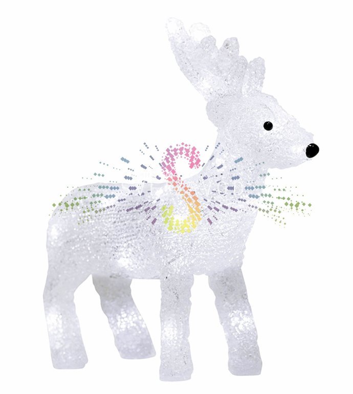 Детальное фото акриловой светодиодной фигуры 3D Оленёнок (Neon-Night SAK-407) размером 30х14х35 см с работающей подсветкой из 40 светодиодов.