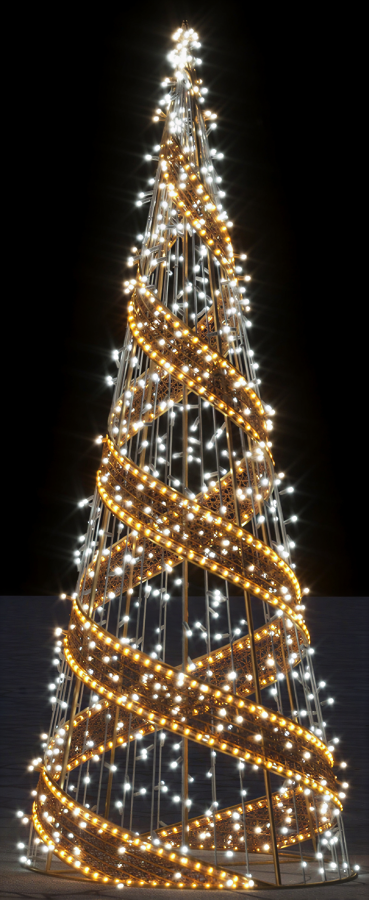 Детальное изображение уличной светодиодной фигуры 'Ёлка Конус' с металлическим каркасом, степенью защиты IP65, работающей от напряжения 24В.