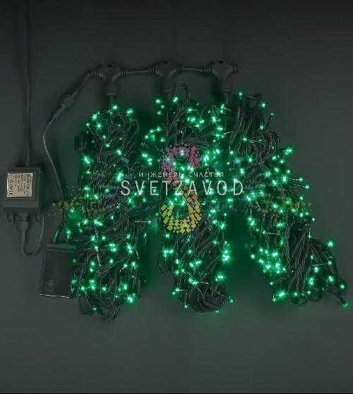 Клип Лайт Спайдер, 24В, 3 нити по 20м, зеленый, мерцающий, WF, черный ПВХ, IP54, Rich Led