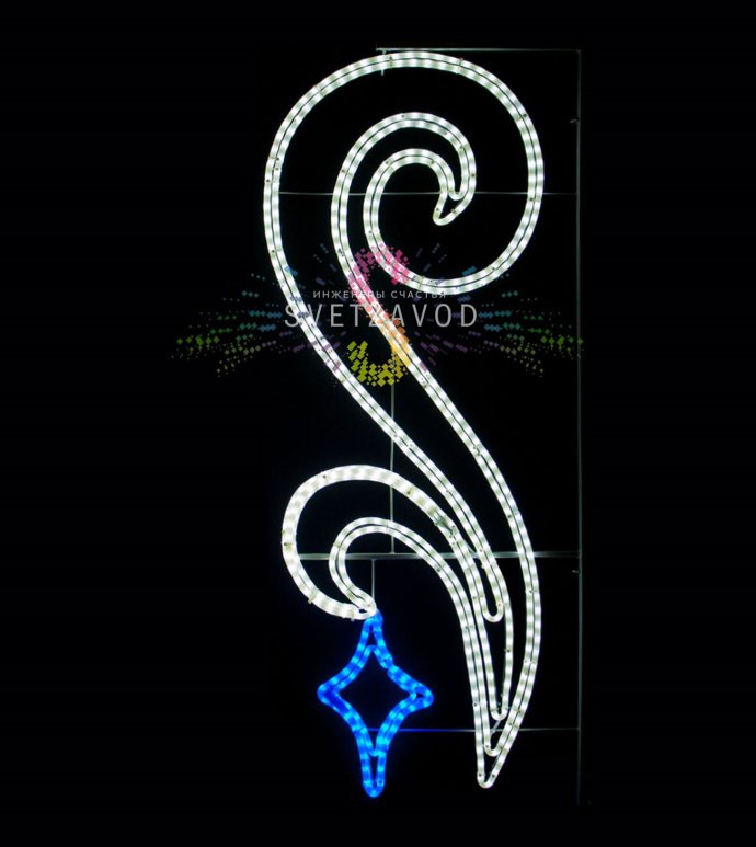 Детальное фото светодиодной консоли Блю стоун размером 150х60 см на металлическом каркасе, готовой к монтажу на уличную опору.