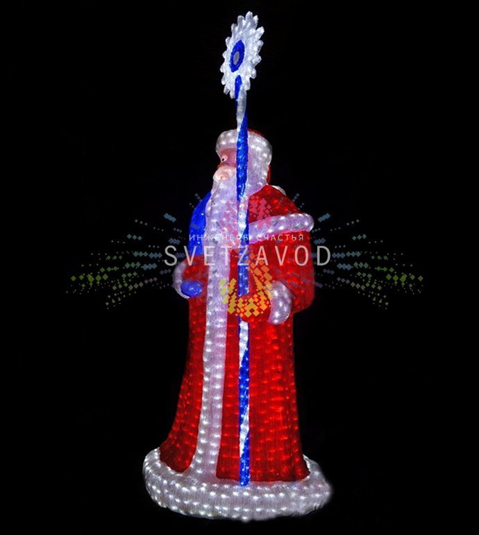 Детальное фото акриловой 3D фигуры Дед Мороз с 5800 светодиодами, защитой IP65 для улицы, с блоком питания. Детальное фото акриловой 3D фигуры Дед Мороз с 5800 светодиодами, защитой IP65 для улицы, с блоком питания.