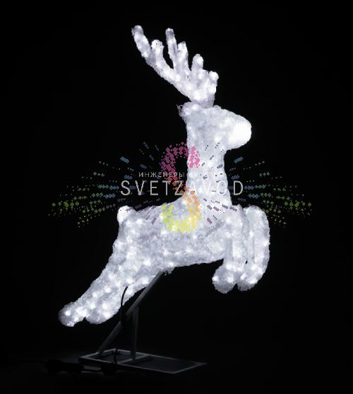 Акриловая фигура 3D Олень белый, 144 см, 712 LED, 24В, с трансформатором