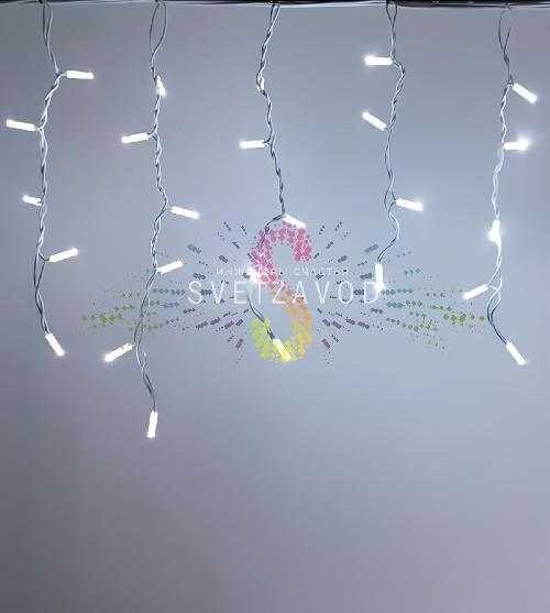 Светодиодная бахрома Айсикл, 4,8х0,6м, мерцающая, 24В, белая, белый каучук, IP65, без блока