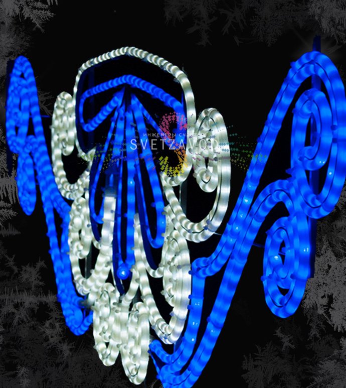 Светодиодная консоль Лавина 200х65 см бело-синяя на металлическом каркасе