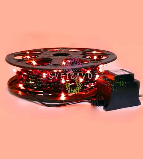 Клип Лайт 12В, фиксинг, красный, 200 LED, 30м, темно-зеленый ПВХ, с трансформатором, IP64 Клип Лайт 12В, фиксинг, красный, 200 LED, 30м, темно-зеленый ПВХ, с трансформатором, IP64