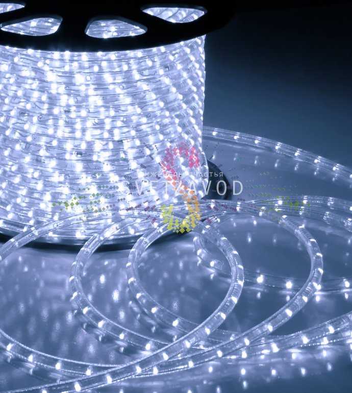 Дюралайт круглый, Ø 13мм, белый, 20м, 220В, 2W, 36 led/м, мерцающий