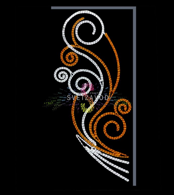 Крупный план светодиодной консоли Перо Жар птицы желтого цвета, установленной на уличной опоре. Видны светодиоды и металлический каркас.