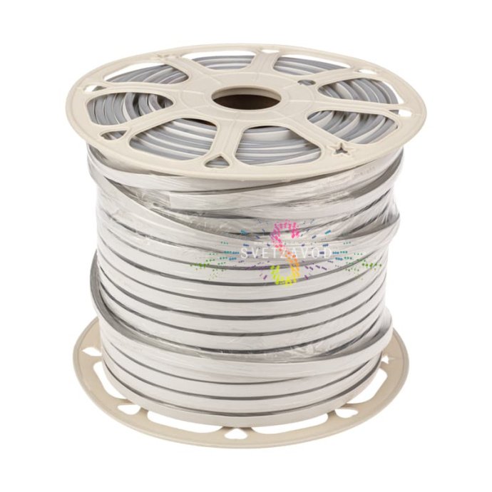 Крупный план двухстороннего желтого гибкого неона Led Neon Flex прямоугольного сечения 8х16мм с матовой силиконовой оплеткой