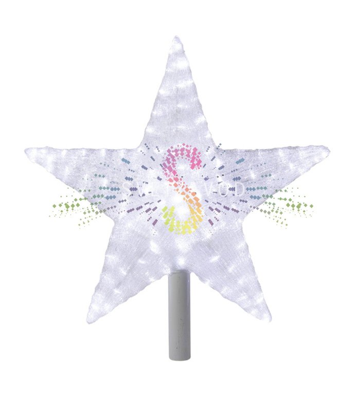 Детальное фото акриловой 3D-звезды 54 см с 240 светодиодами, трубой 80 см, блоком питания в комплекте. Видны элементы конструкции.