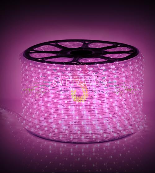 Дюралайт круглый, Ø 13мм, розовый, 10м, 220В, 2W, 36 led/м, фиксинг