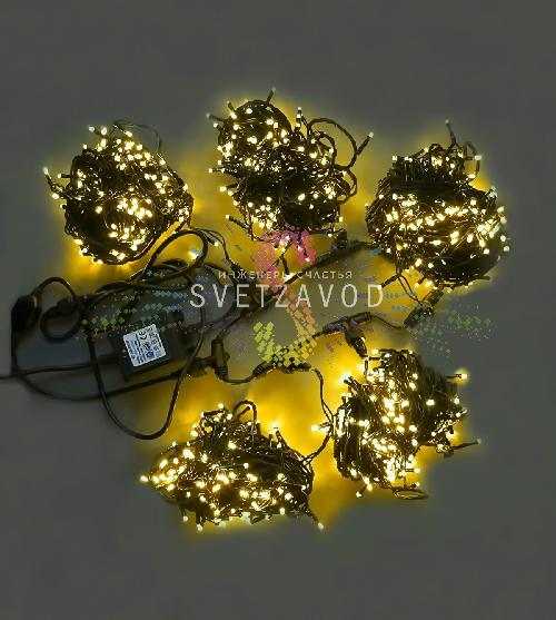 Клип Лайт Спайдер, 24В, 5 нитей по 20м, желтый, фиксинг, черный ПВХ, IP54