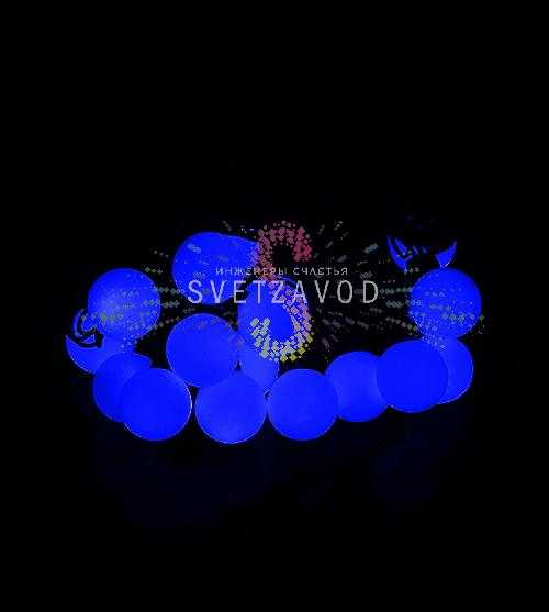 Гирлянда Шарики Ø 38мм, 5м, 220В, черный ПВХ, синяя, IP65, с блоком питания